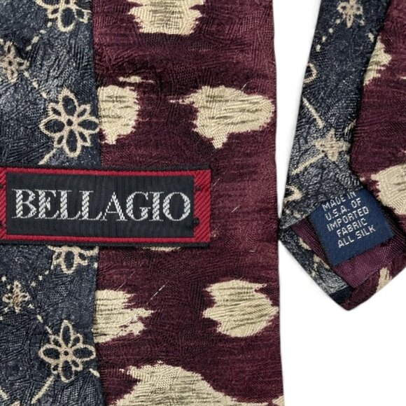 Bellagio Silk Tie Geometric Red White Blue - Picture 4 of 6